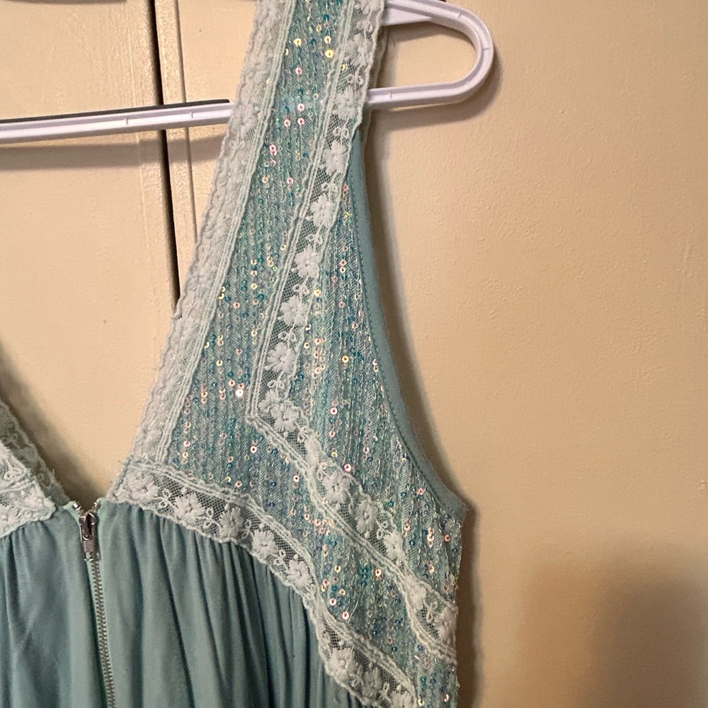 POL Teal Sequin Lace Tank Top - Picture 13 of 16